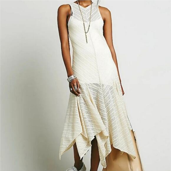Free People Lila Ivory Asymmetrical Slip Dress - Picture 1 of 8